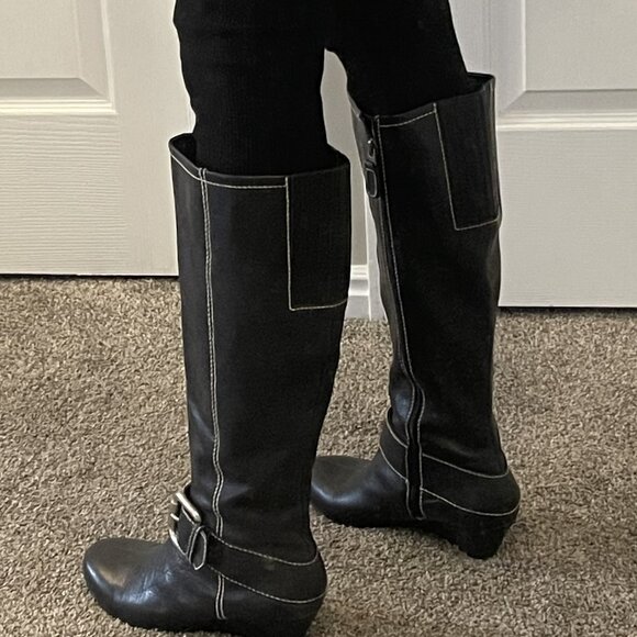 Fossil Women's Black Leather Boots - Size 8 1/2 - Picture 2 of 6